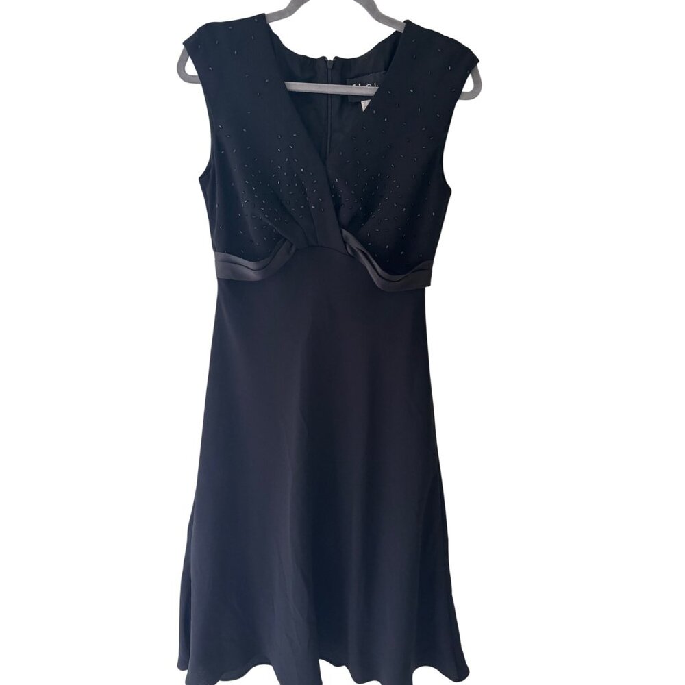 Vintage S.L. Fashions Black Sleeveless Beaded Midi Dress Y2K Size 8